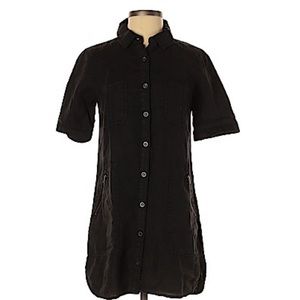 NWT Michael Stars Dress Black Short Sleeve Knee Length Lines Size XS